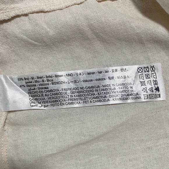 Zara Cream Long Sleeve Dress Size M 53% lino 47% Viscose - Picture 13 of 16